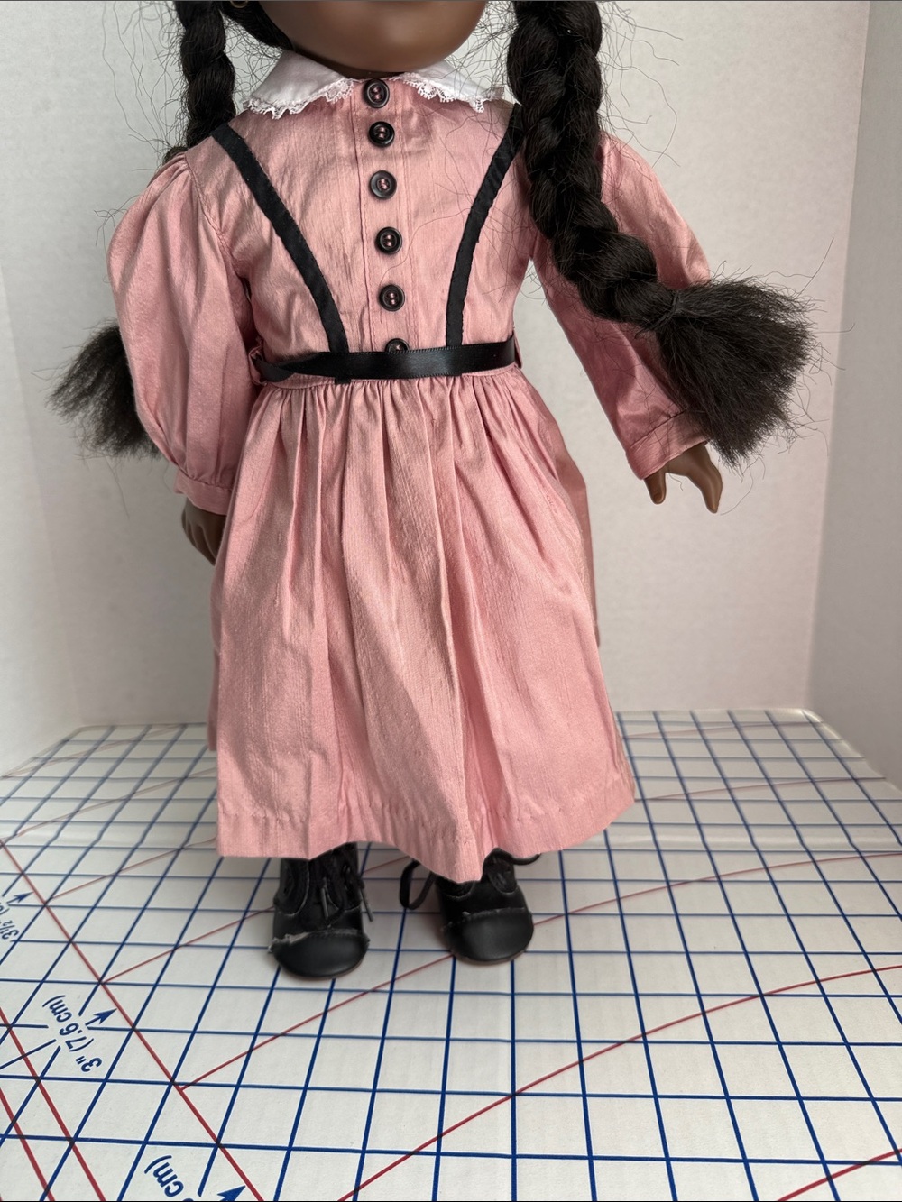 Handmade Silk Victorian Dress for 18” Doll Pink/Mauve Edwardian Style